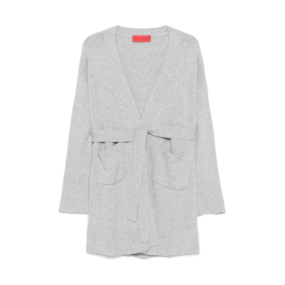 Wild Cashmere Marl Gebreide Wollen Jas met Riem Gray Dames