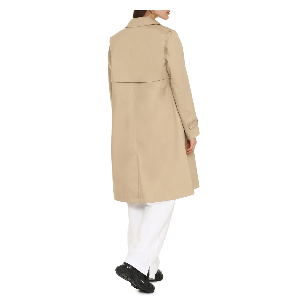 Woolrich Katoenen Trenchcoat met Stormflappen Beige Dames