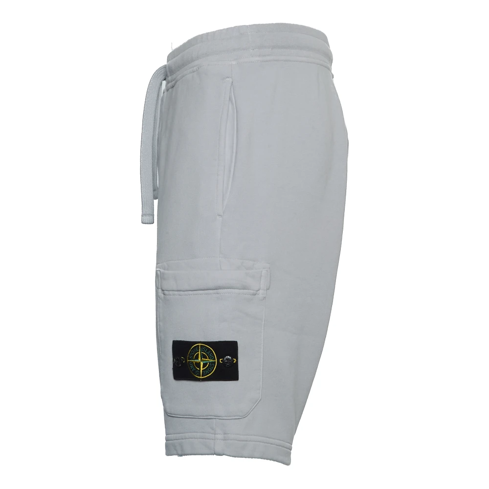Stone Island Grijze Fleece Shorts Bermudas Ss25 Gray Heren