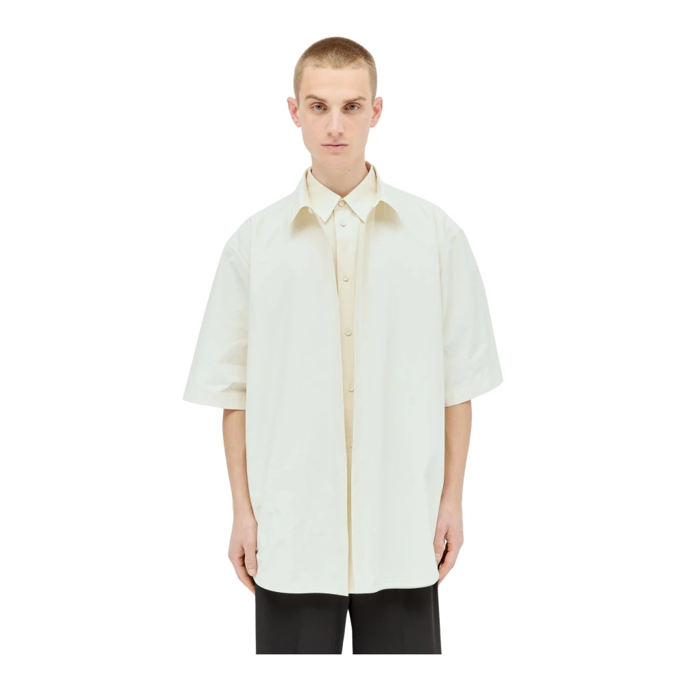 Jil Sander Dubbelgelaagde Poplin Overhemd Beige Heren