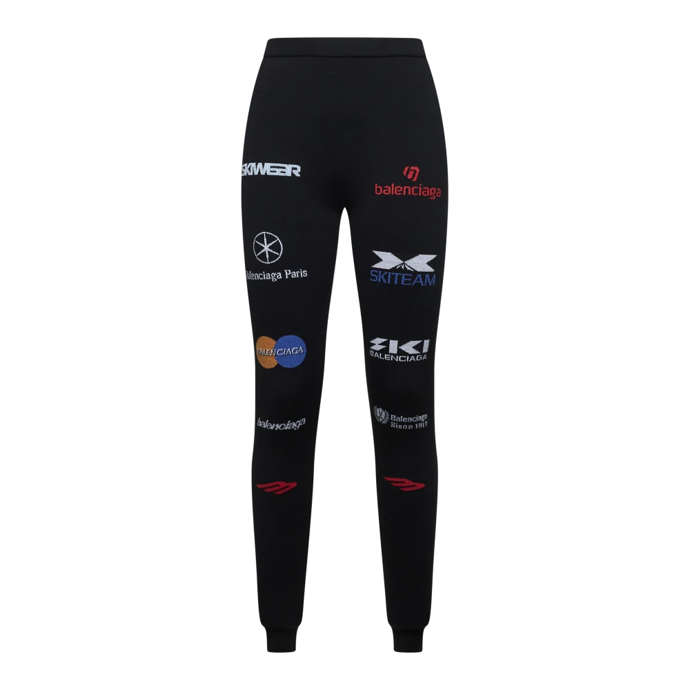 Balenciaga Text Logo Hög Midja Leggings Black, Dam