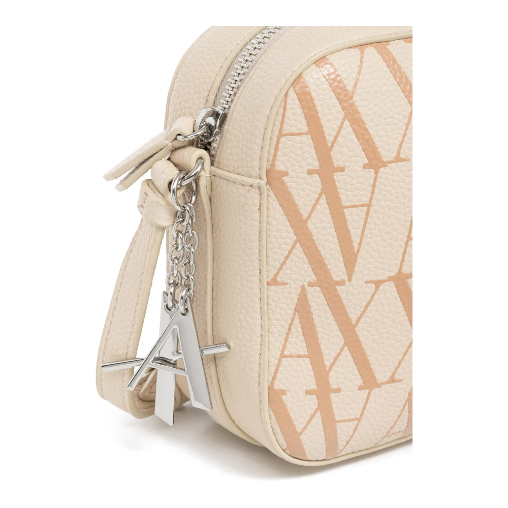 Armani Exchange Logo Crossbody Tas met Ritssluiting Beige Dames