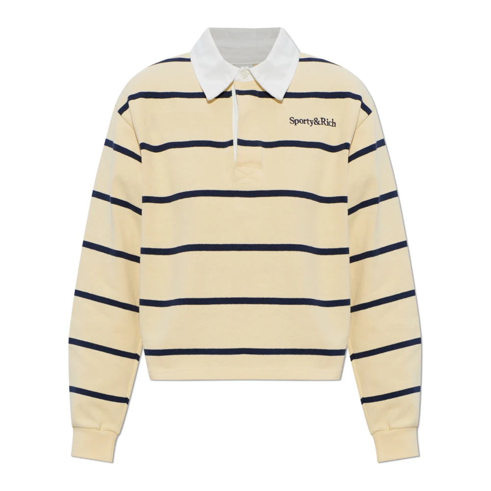 Sporty & Rich Yellow Polo Shirts, Female, Xs, Cotton Polo Shirt With Striped Pattern