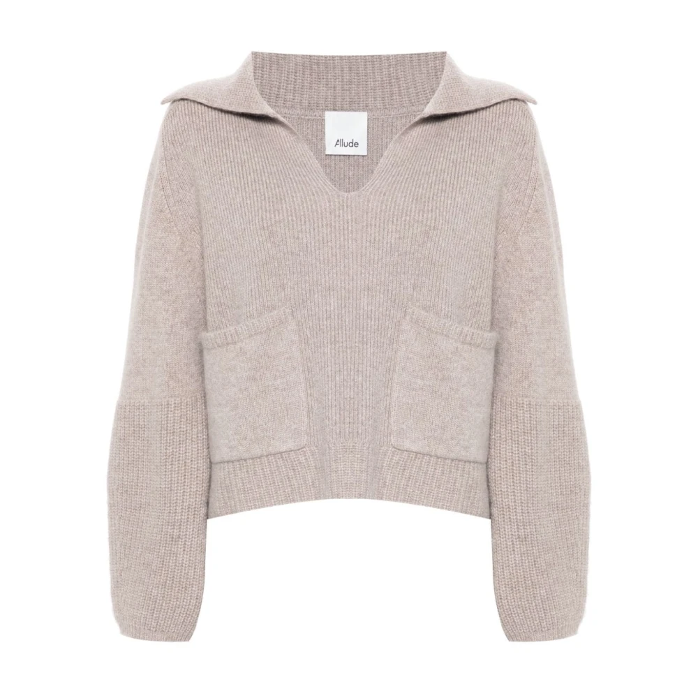 Allude Grijze Kasjmiertrui met V-hals Gray Dames