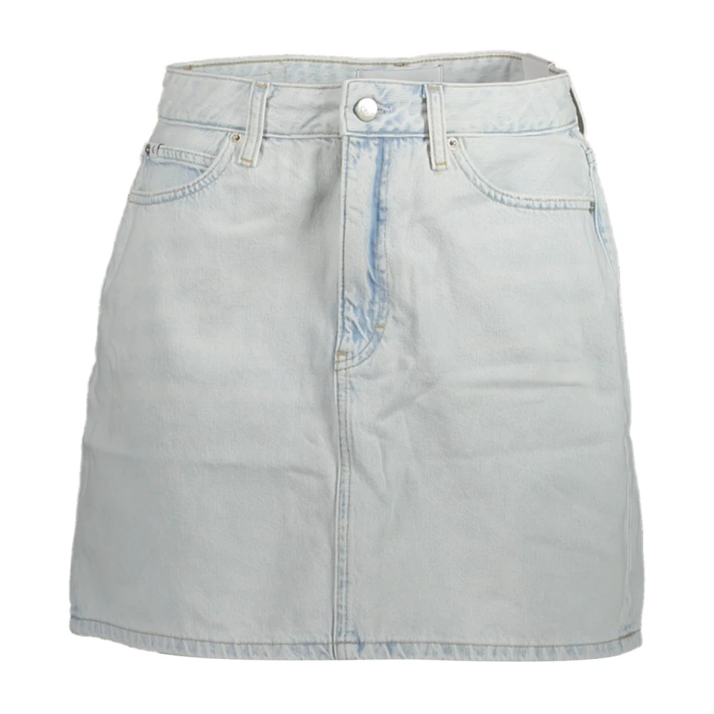 Calvin Klein Women's Blue Denim Short Skirt With Washed Effect