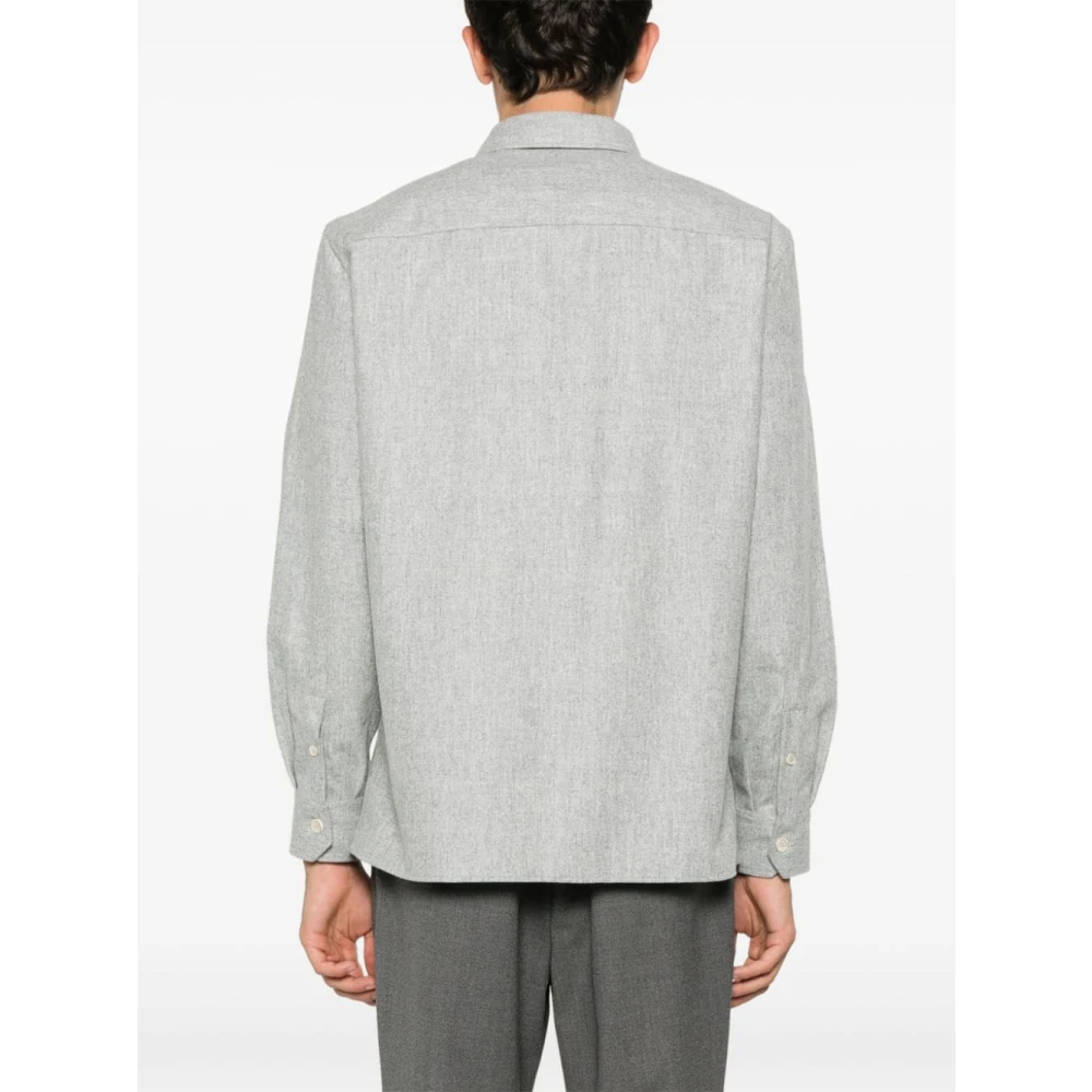 BRUNELLO CUCINELLI Grijze Wollen Shirt Mélange Effect Gray Heren