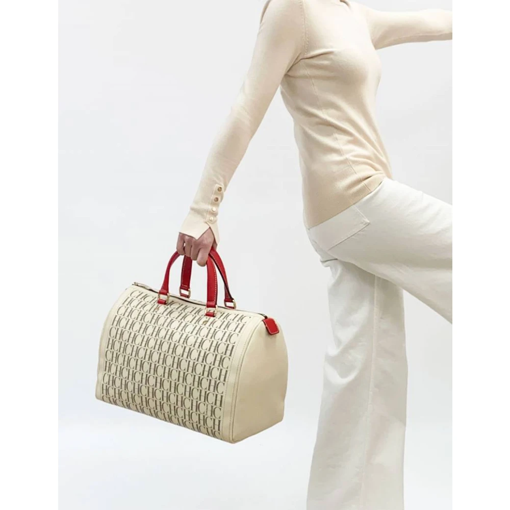 Carolina Herrera Bowlingtas met lederen effect Beige Dames