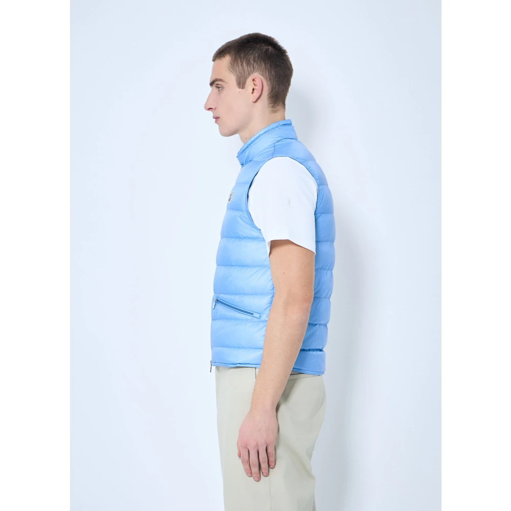 Moncler Gewatteerd Down Gilet met Logopatch Blue Heren