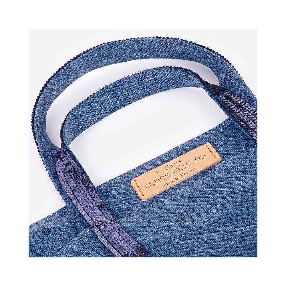 Vanessa Bruno Blauwe Pailletten Linnen Shopper Blue Dames