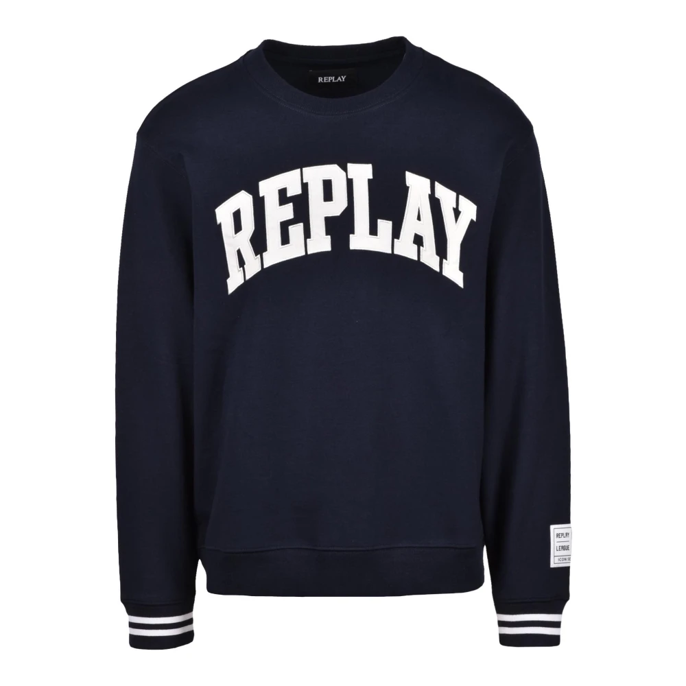 Replay Katoenmix Stretchy Sweatshirt Blue Heren