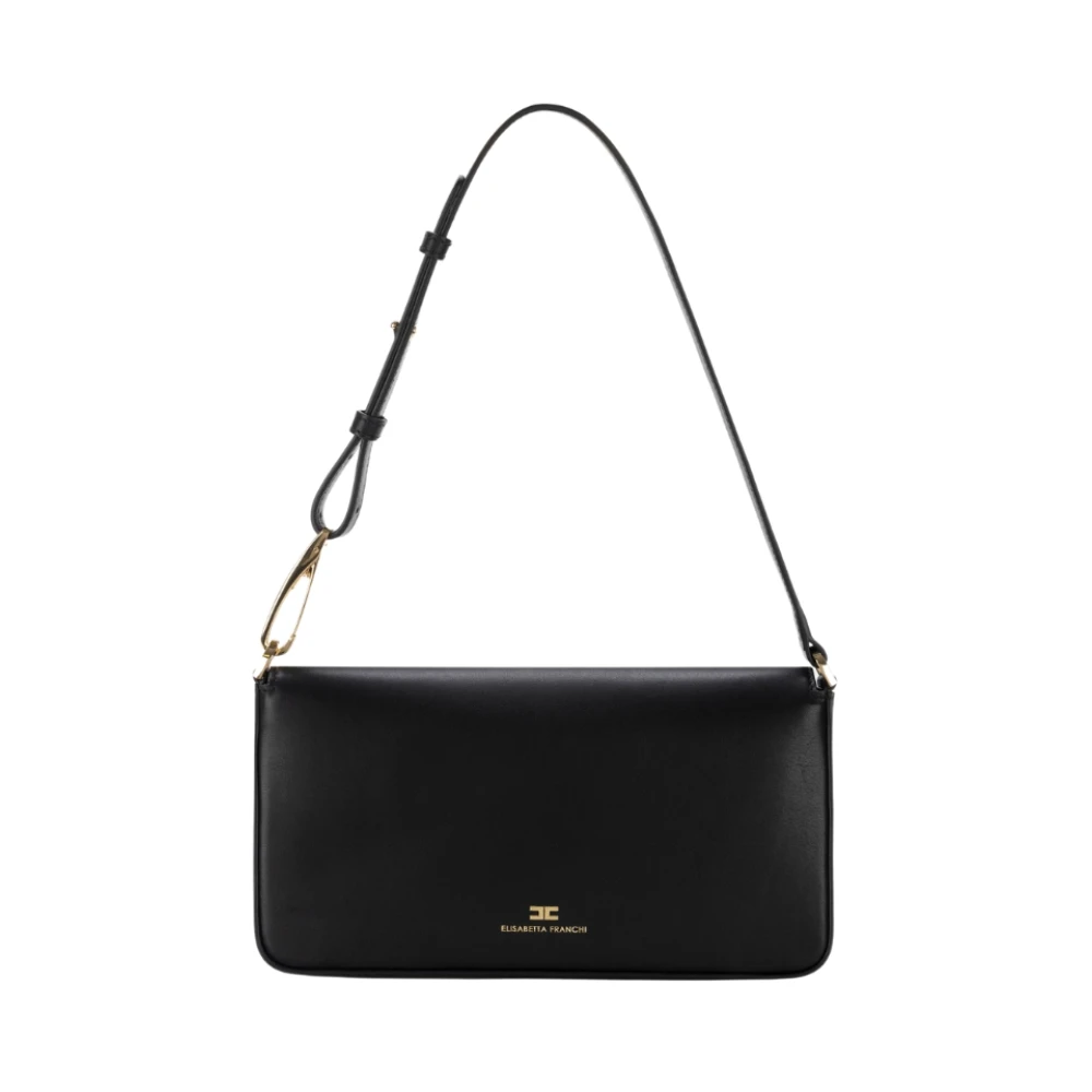 Elisabetta Franchi Zwarte leren handtas met verstelbare band Black Dames