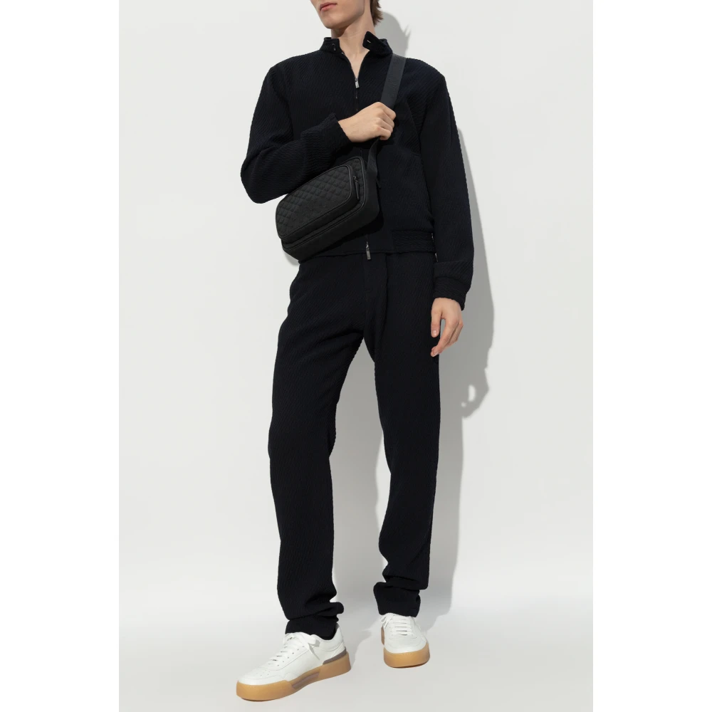 Emporio Armani Wollen broek met vouw Blue Heren