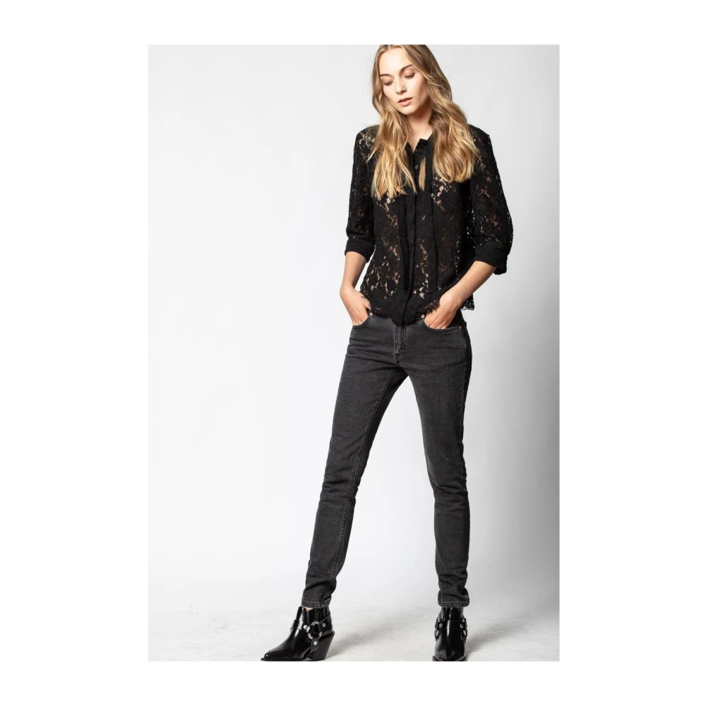 Zadig & Voltaire Donkere Gewassen Zwarte Slim Fit Denim Broek Black Dames