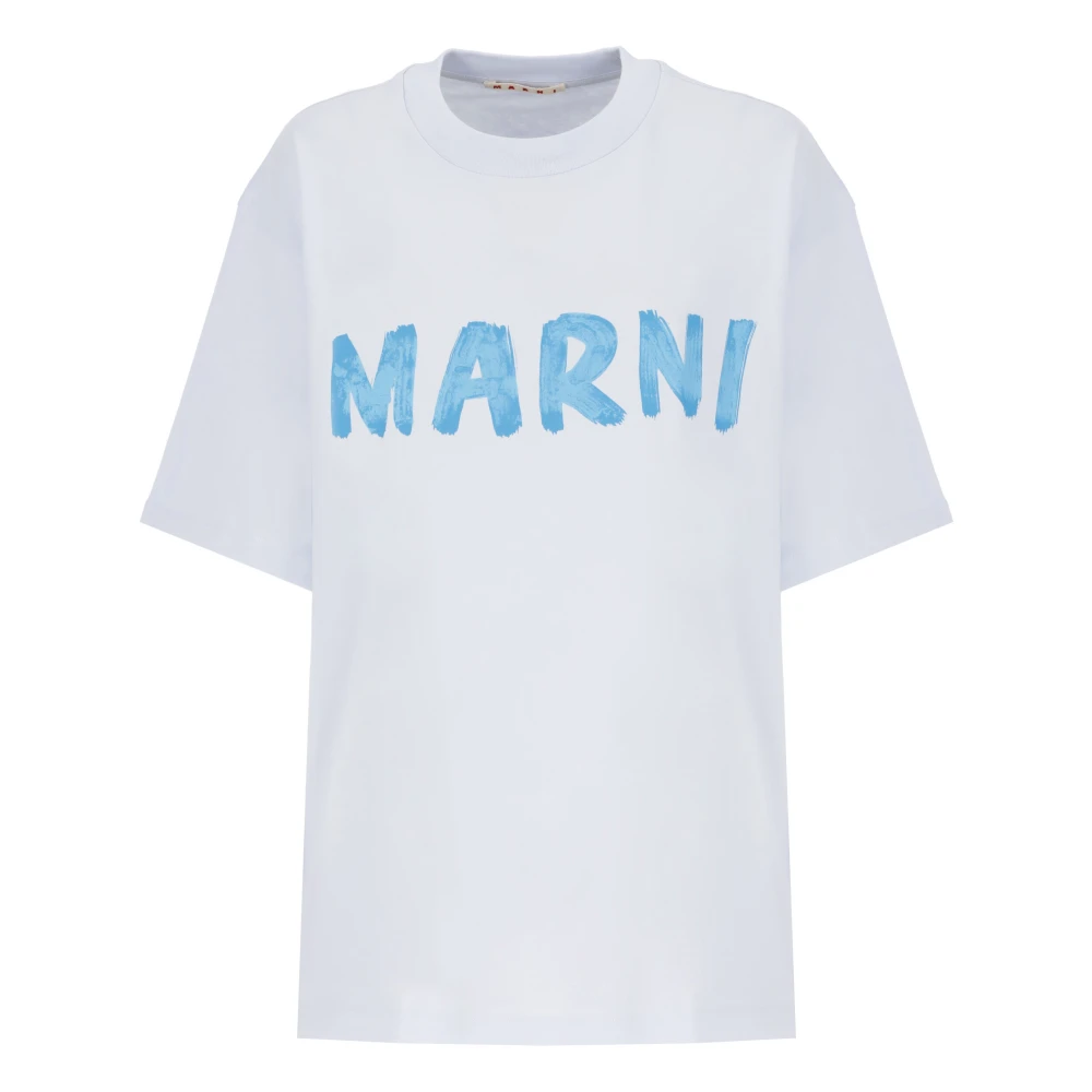Marni Lichtblauw Katoenen T-shirt Ronde Hals Blue Dames
