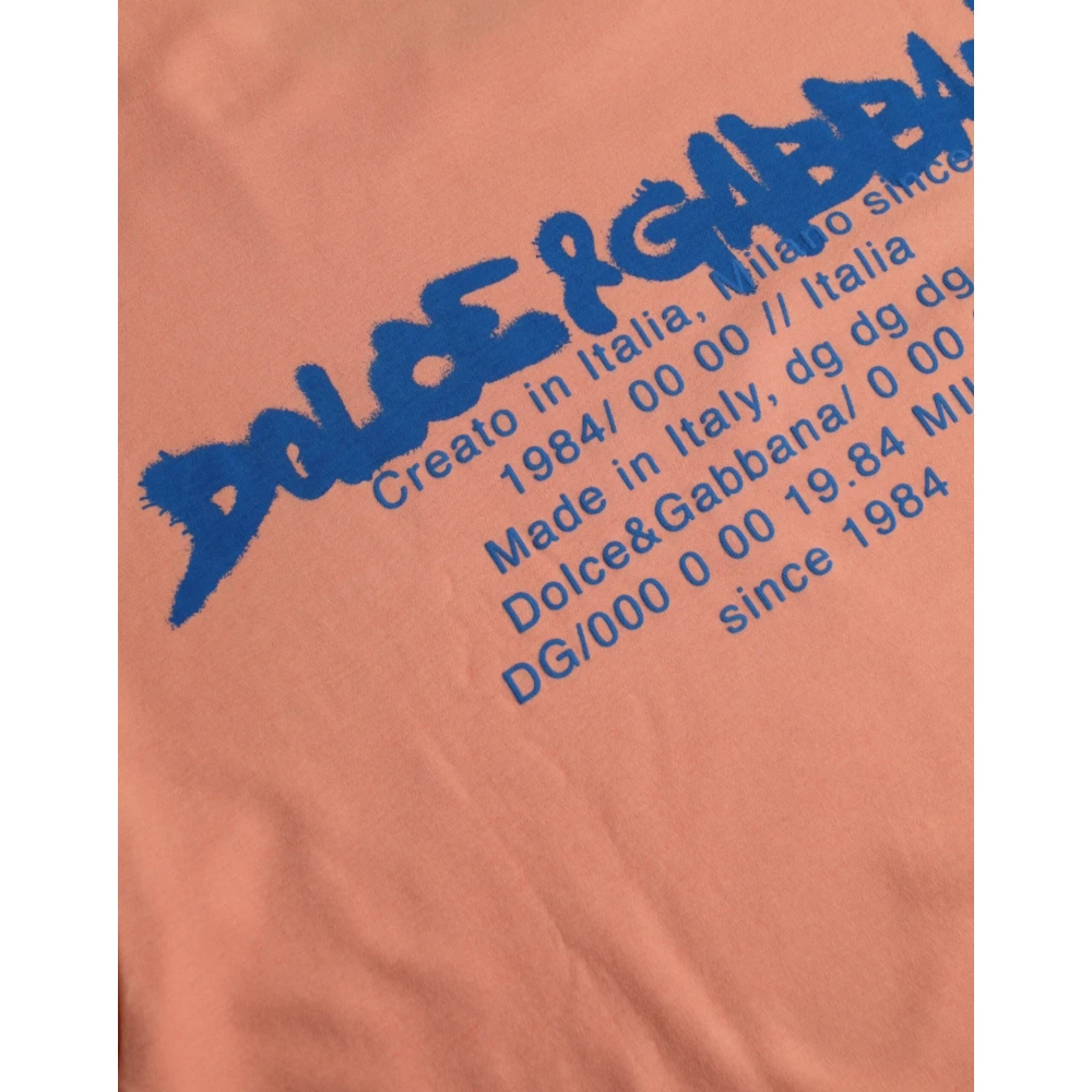 Dolce & Gabbana Koraal Logo T-shirt Pink Heren