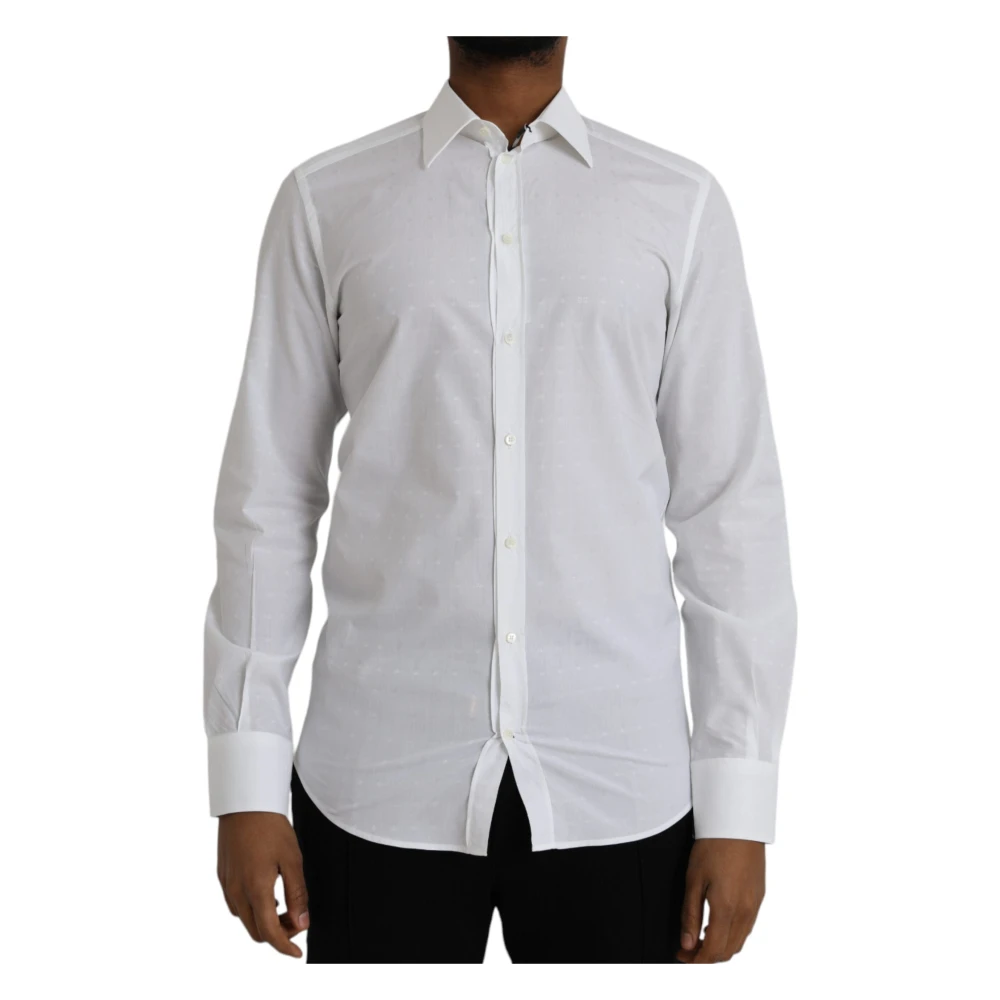 Dolce & Gabbana Wit Katoenen Overhemd Klassieke Kraag Lange Mouwen White Heren
