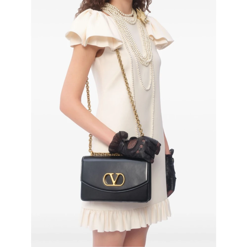 Valentino Ivoor Jurk met Pofmouwen Beige Dames