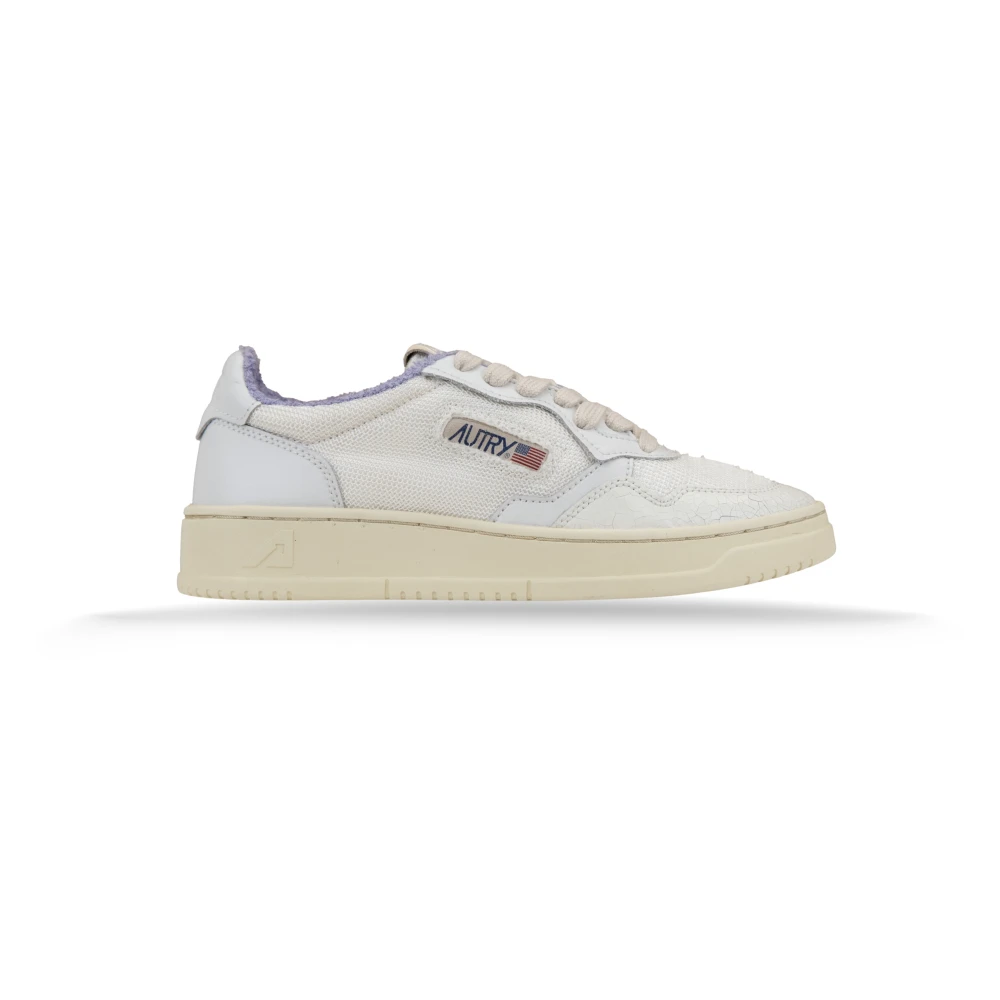 Autry Women's White Leather Fabric Sneakers With Scaly Toe