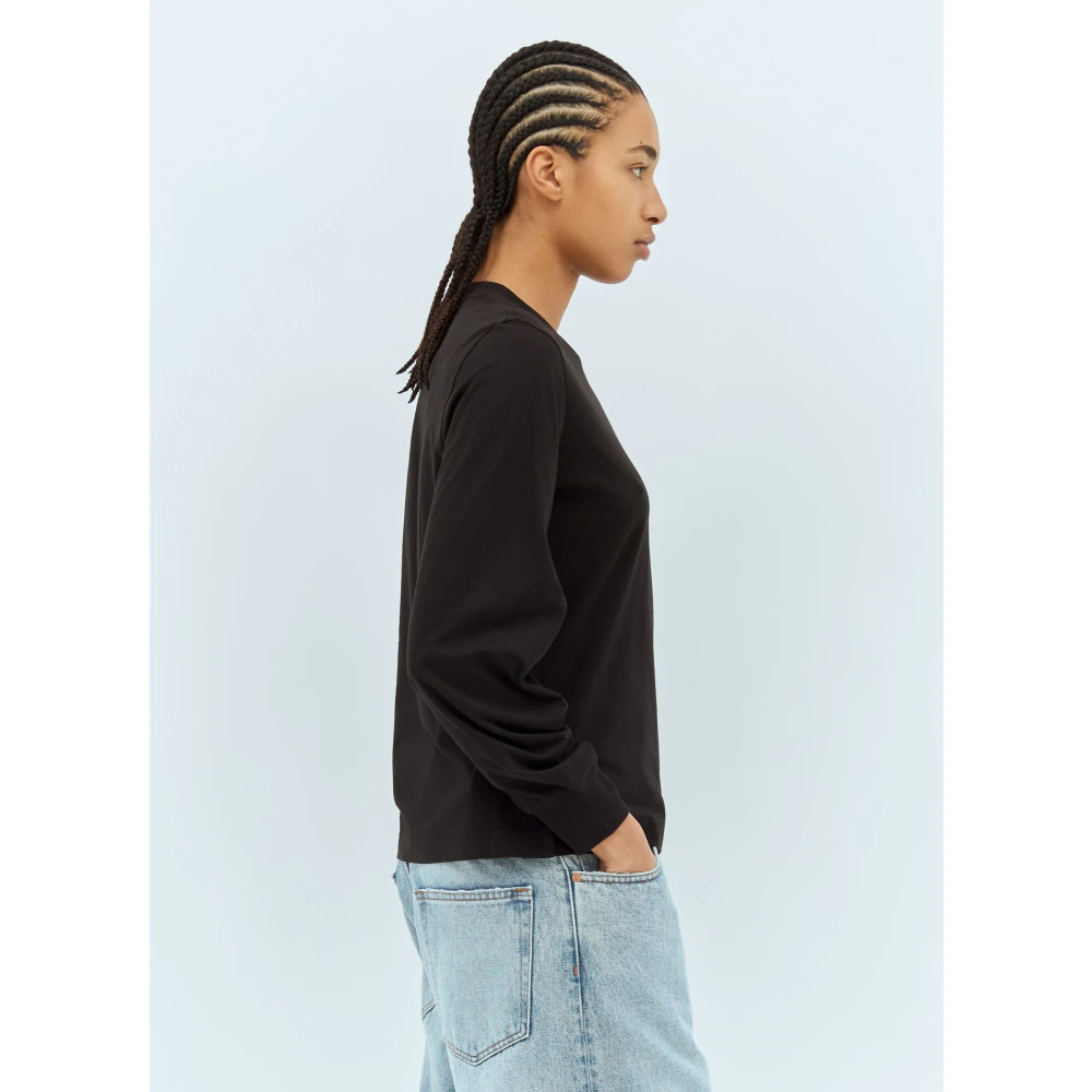 Moncler Katoenen Jersey Logo Patch Longsleeve T-shirt Black Dames