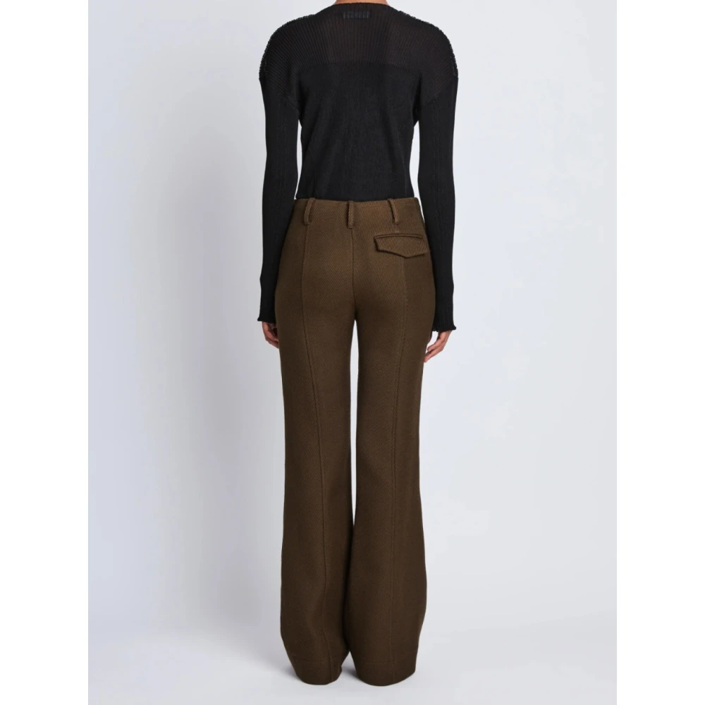 Proenza Schouler Wollen Twill Broek Klassieke Vrouwelijke Snit Green Dames