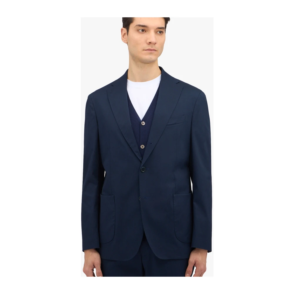 Brooks Brothers Marineblauw Stretch Katoenen Pak Blue Heren