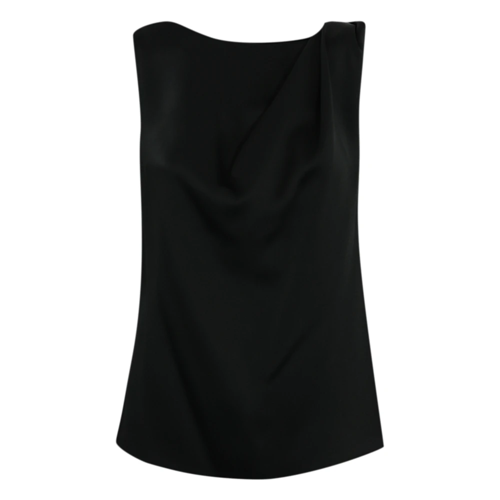 Liviana Conti Zwarte Viscose Mouwloze Blouse Black Dames