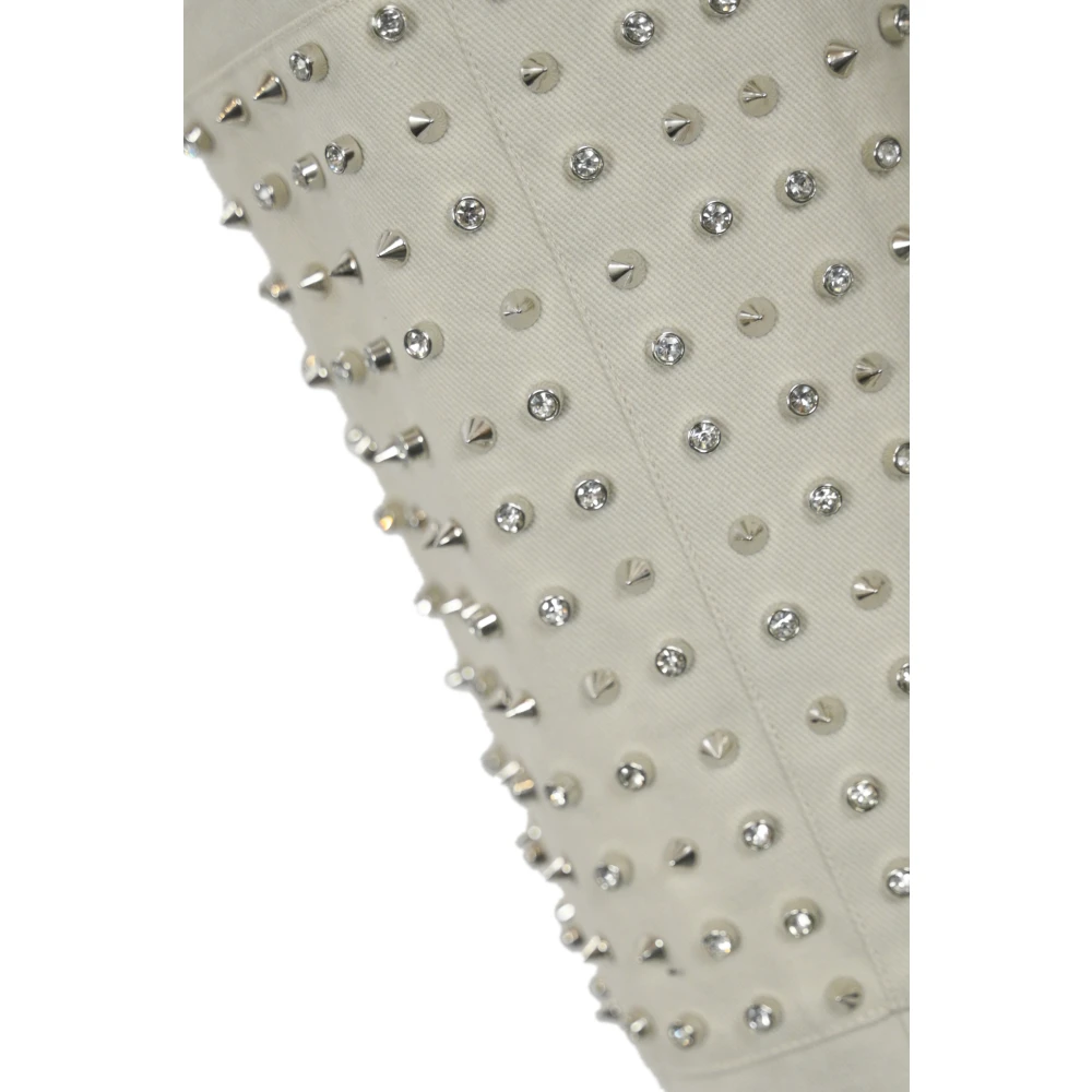 pinko Beige Katoenen Lage Taille Broek Beige Dames