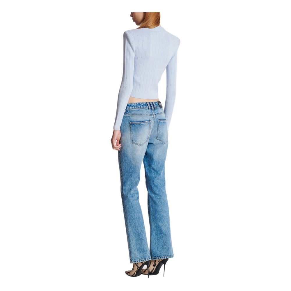 Balmain Geknipte gebreide vest Blue Dames