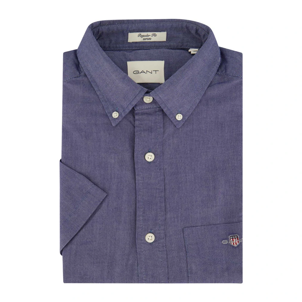 Gant Casual korte mouw blauw overhemd Blue Heren
