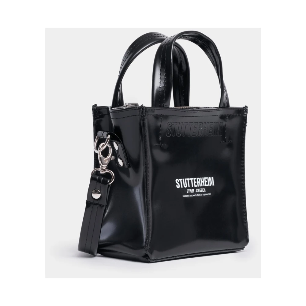 Stutterheim Mini Waterdichte Handtas met Metalen Rits Black Dames