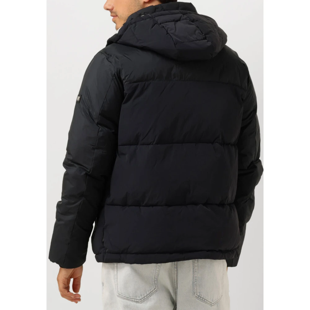 Scotch & Soda Zwarte gewatteerde jas met capuchon Black Heren