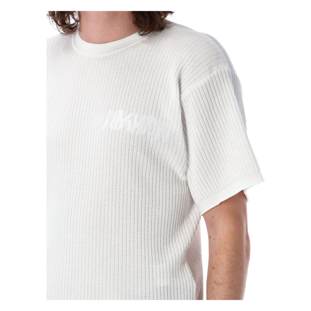 Magliano Witte Waffle Tee Geribbelde Ronde Hals Korte Mouwen White Heren