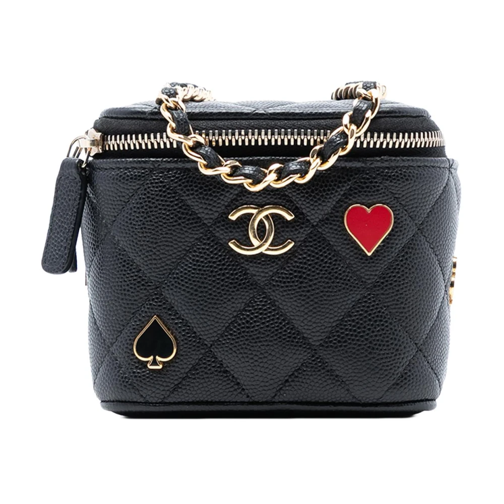 Chanel Vintage Women's Black Vintage Cross Body Bags, One Size, Pre-Owned Quilted Vanity Case