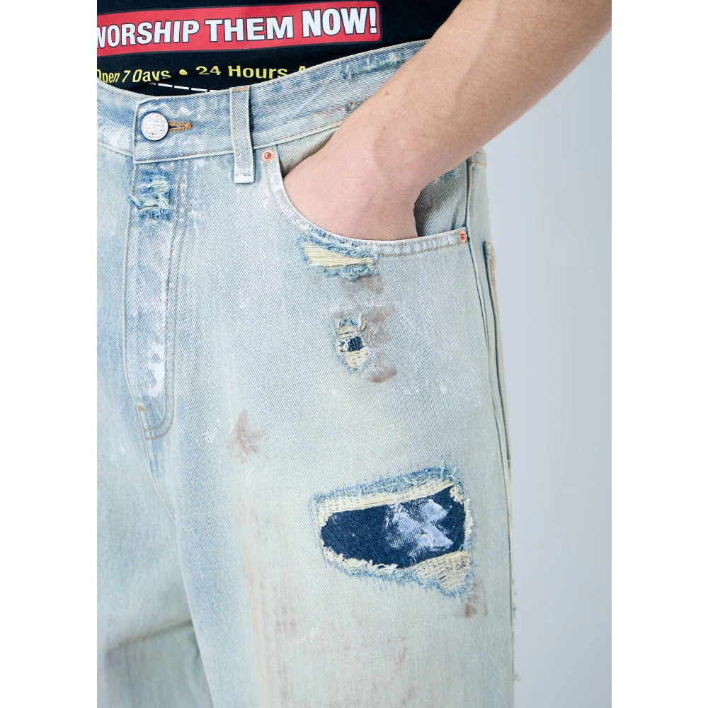 Vetements Versleten Baggy Jeans Blue Heren