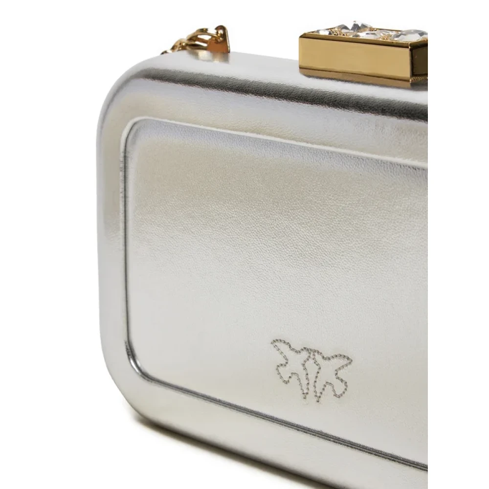 pinko Metallic Gelamineerde Clutch met Zirkonia Details Gray Dames