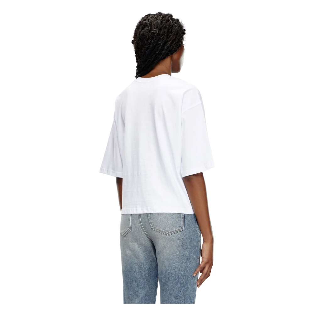 Diesel Katoenen T-shirt met Oval-D Logo White Dames