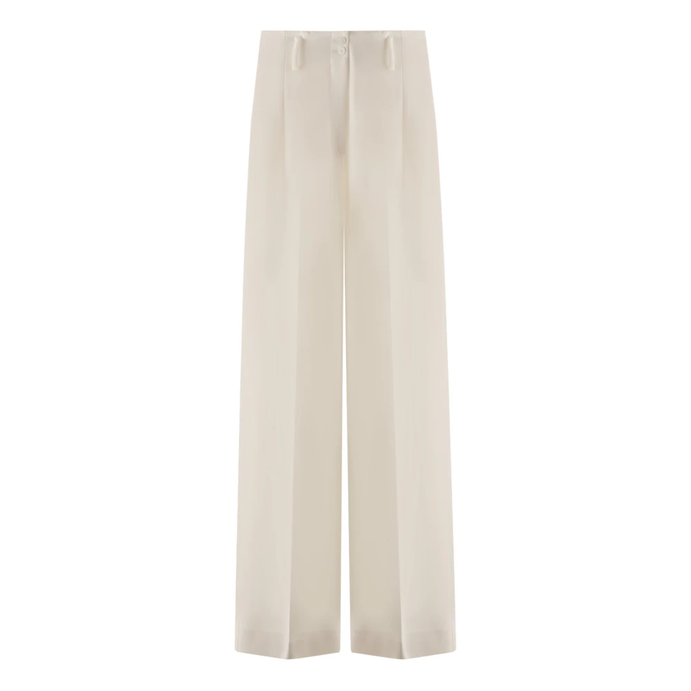Alberto Biani Beige Wijde Pijp Wollen Broek Beige Dames