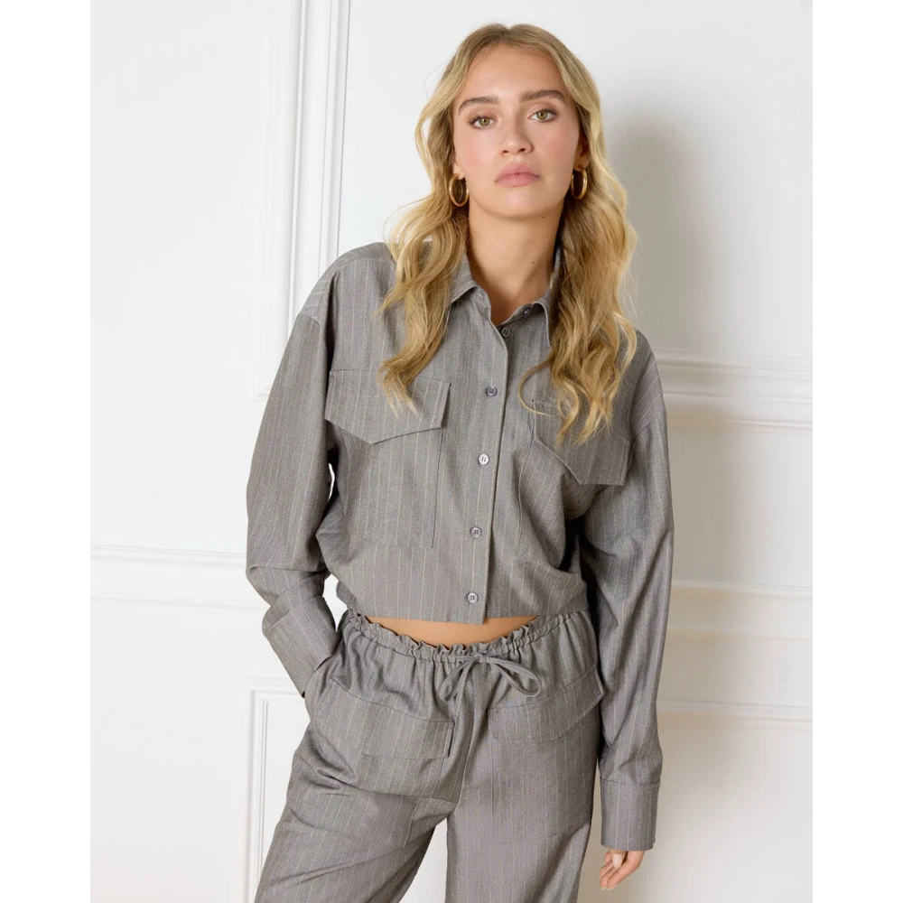 Refined Department Lyloe Blouse Lange Mouw Gray Dames