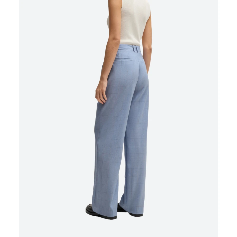 Hugo Boss Geruite wollen broek hoge taille Blue Dames