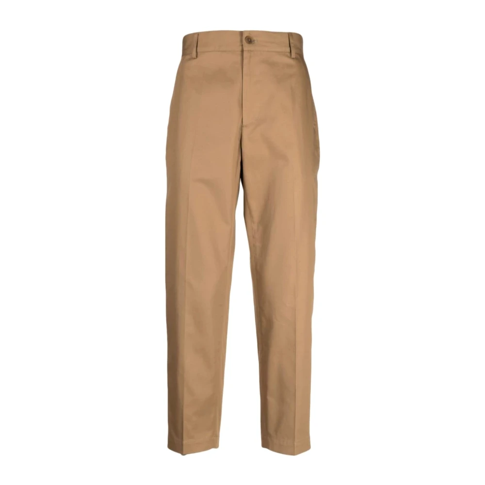 Maison Kitsuné Katoenen Twill Straight Leg Broek Beige Heren