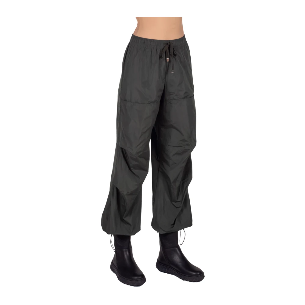 Liviana Conti Donkergroene Taffeta Trekkoordbroek Green Dames