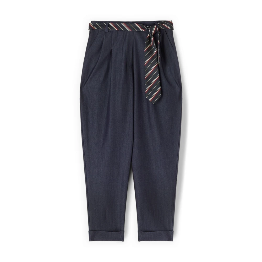 Motivi Vrouw Blauw Broeken Dames, 2XS, Polyester, Carrot Pants