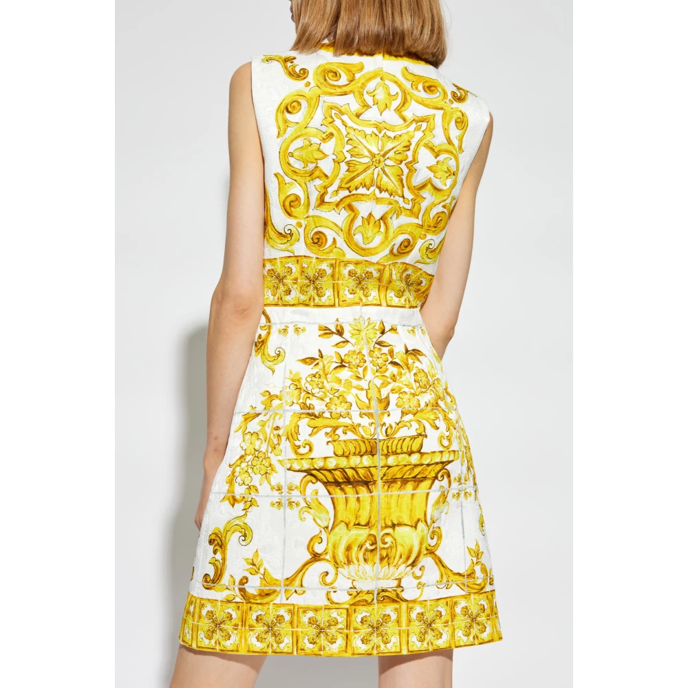 Dolce & Gabbana Jurk met 'Majolica' print Yellow Dames