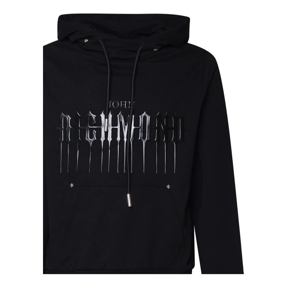 John Richmond Zwarte Katoenen Hoodie met Voorkant Print Black Heren