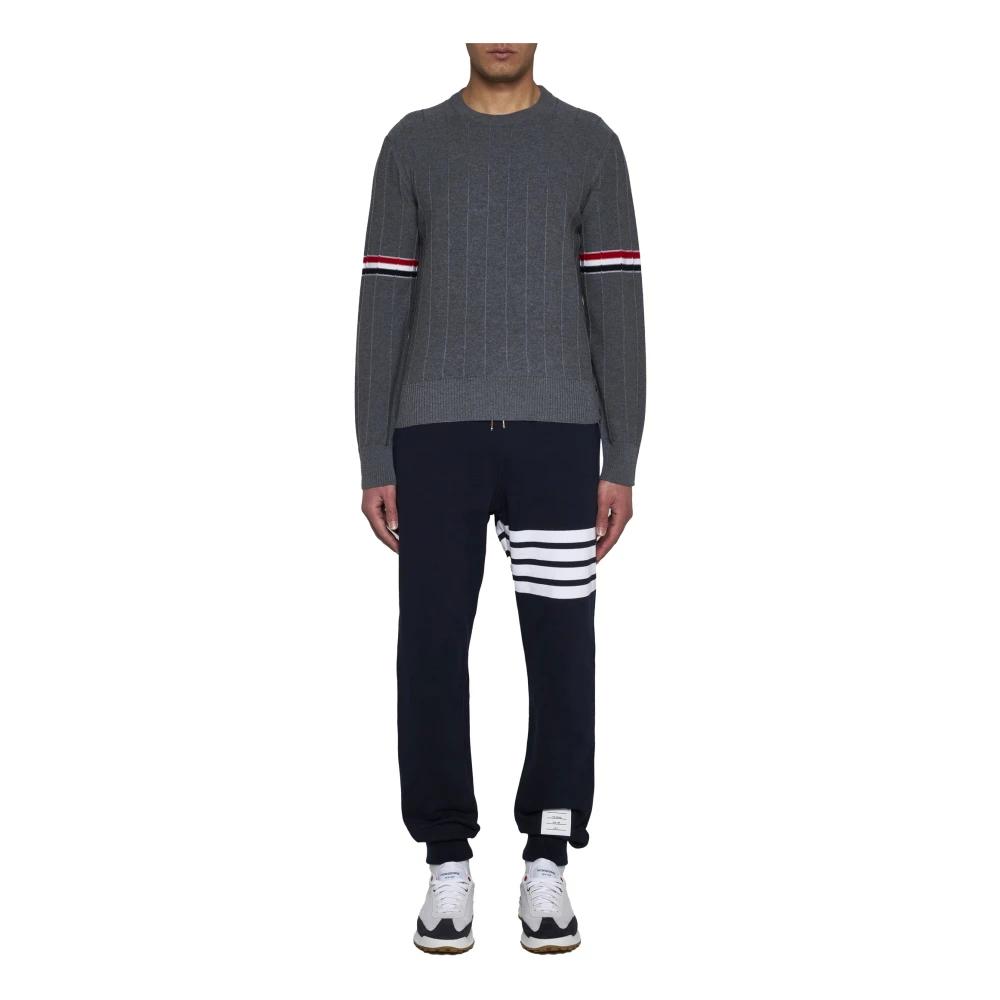 Thom Browne Gestreepte Crew Neck Sweater Gray Heren