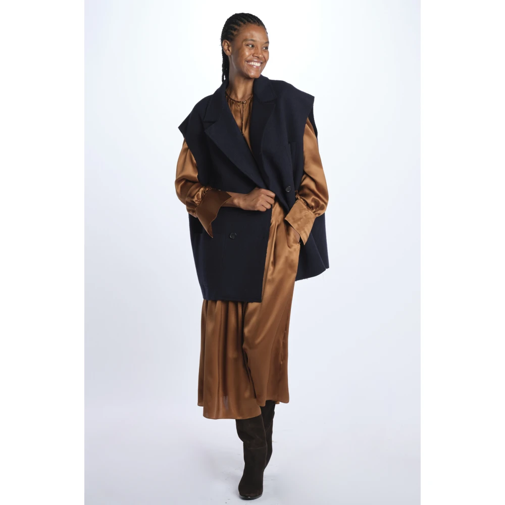 Crida Milano Zijden jurk met lange mouwen in bruin Brown Dames