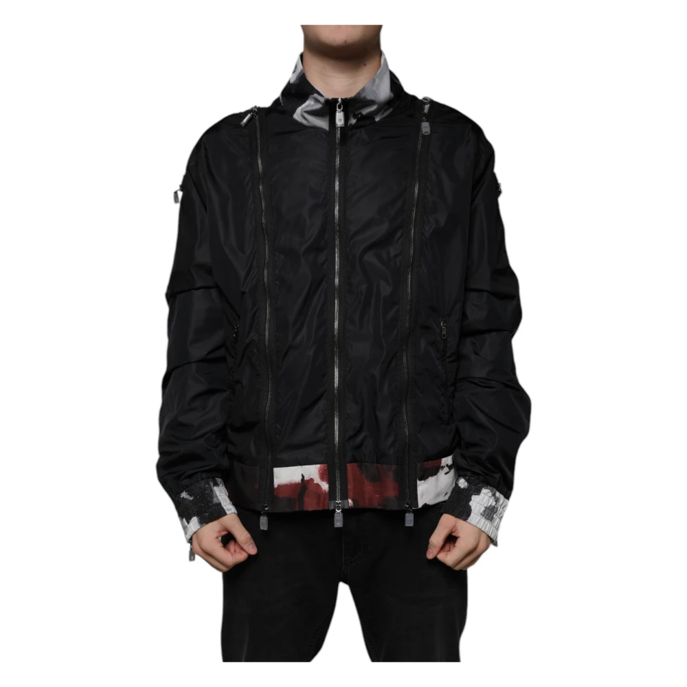 Dolce & Gabbana Men's Black Nylon Bomber Jacket With Zipper