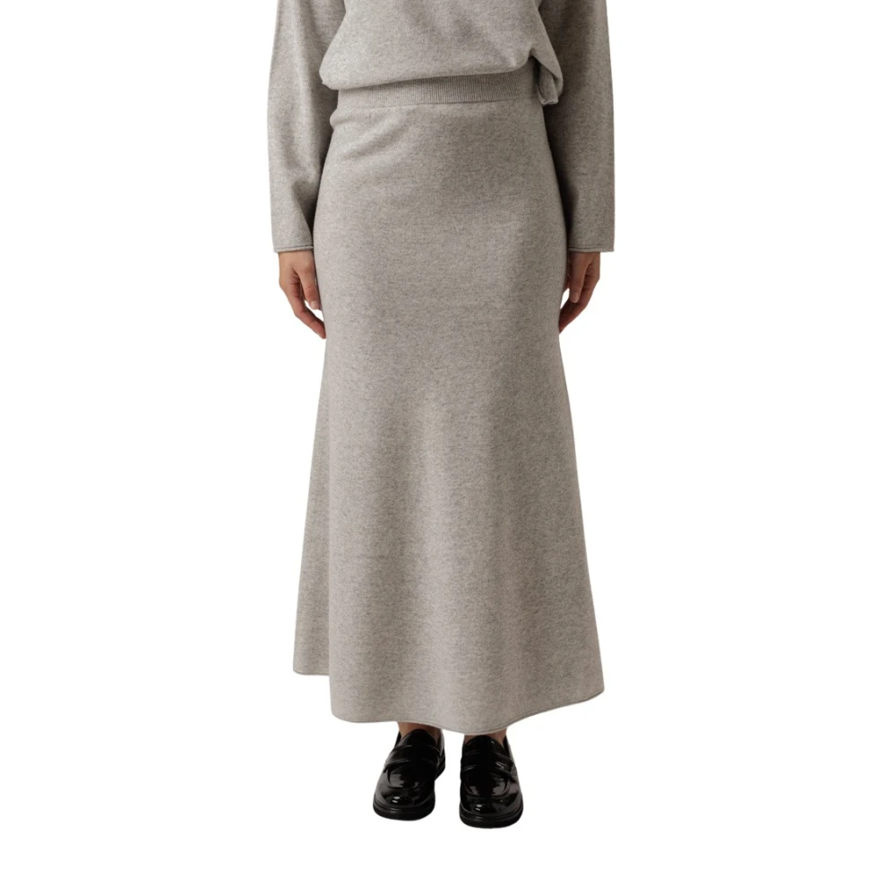 Drykorn Grijze Maxi Rok met Elastische Tailleband Gray Dames