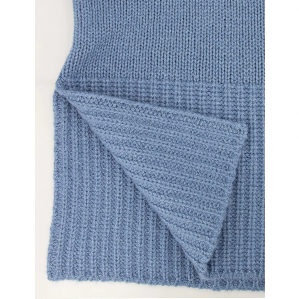 Le Tricot Perugia Zachte Gebreide Trui met Hoge Kraag Blue Dames