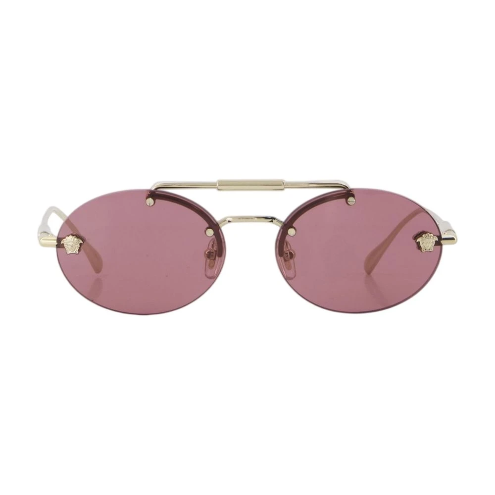 Versace , Sunglasses, Unisex, Yellow, 56 Mm, Oval Rimless Sunglasses - Image 5